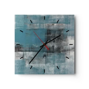 Horloge murale - Pendule murale - Une composition abstraite dans des tons de bleu avec texture et couches. - 30x30cm - Eau et air - Décoration murale moderne pour le salon et la chambre ARTTOR