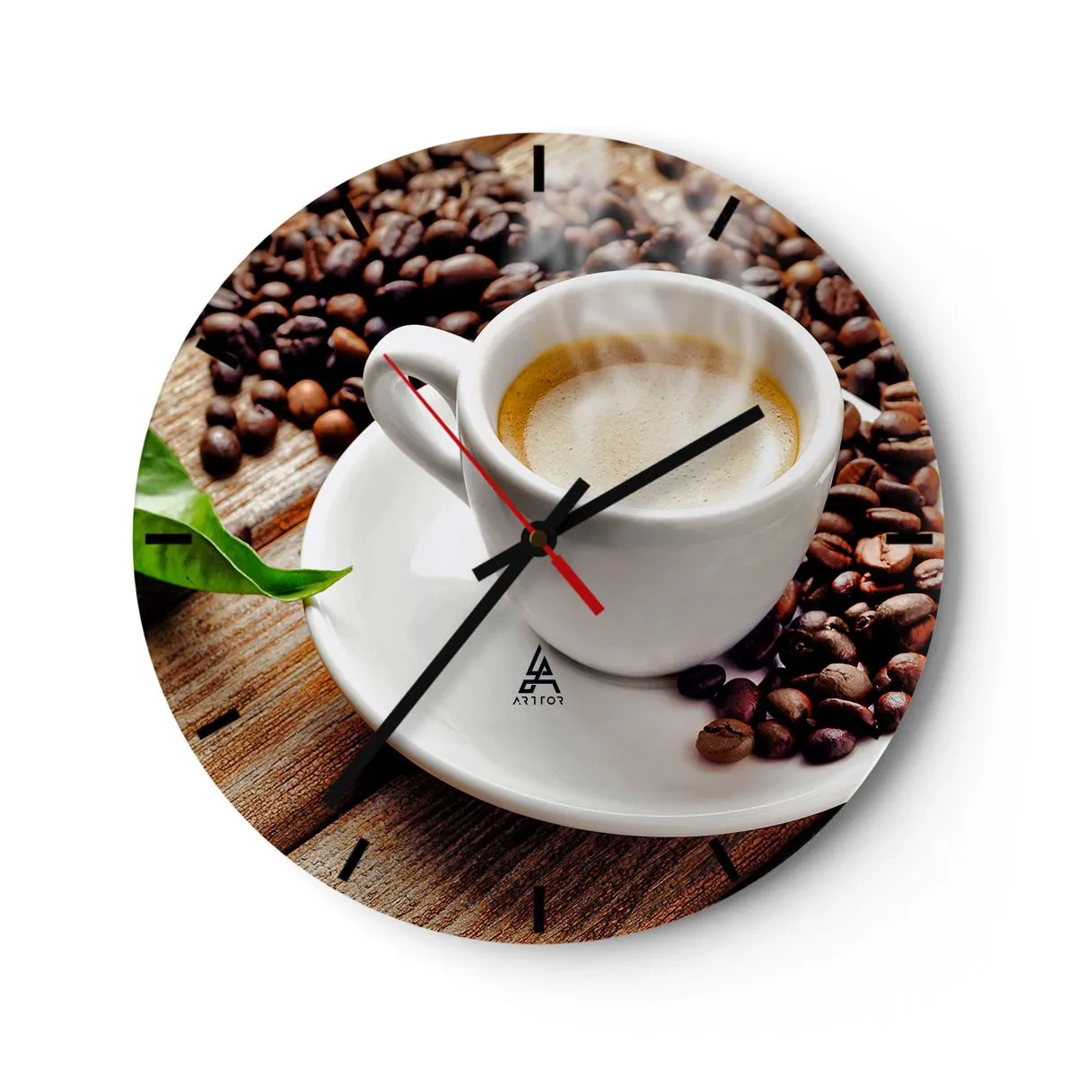 Horloge murale - Pendule murale - Café sur un banc - 40x40 cm