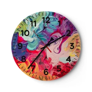 Horloge murale - Pendule murale - La naissance des couleurs - 40x40 cm