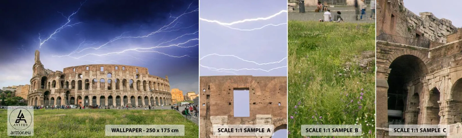 Échantillon De Papier Peint Standard Eco - Arène de combat - Architecture, Rome, Colisée - 100x30 cm