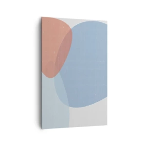 Impression sur toile - Image sur toile - Une composition abstraite dans des tons pastel de bleu et de rose avec des formes organiques. - 80x120cm - Relations pastel - Décoration murale moderne pour le salon et la chambre ARTTOR