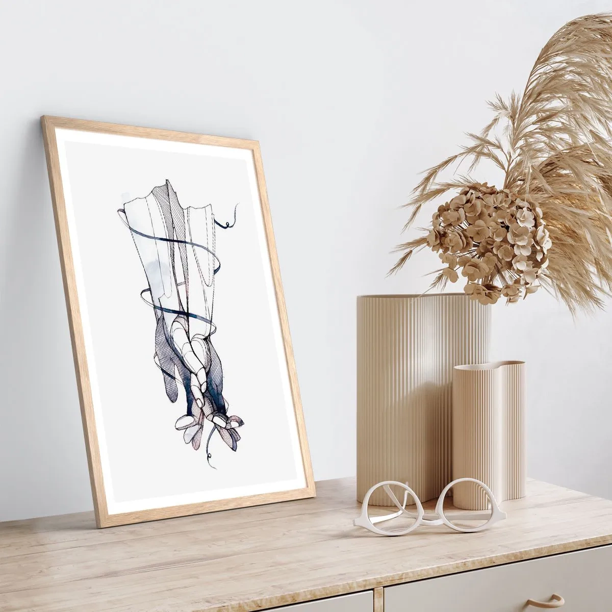 Affiche dans un chêne clair - Poster - Étude du touché - 70x100 cm