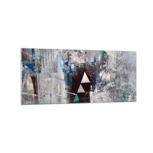 Impression sur verre - Image sur verre - Composition abstraite avec des triangles et des motifs géométriques - 120x50cm - Ordre prioritaire des triangles - Décoration murale moderne pour le salon et la chambre ARTTOR