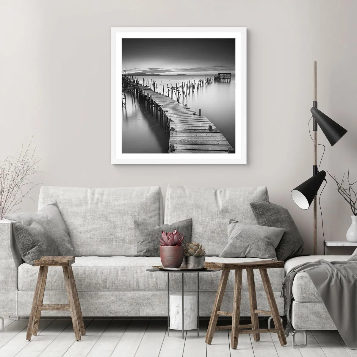 Affiche dans un cadre blanc - Poster - La paix d'un rivage oublié - 30x30 cm