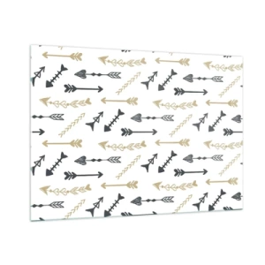 Impression sur verre - Image sur verre - Un motif de flèches de différentes couleurs sur fond blanc - 100x70cm - Le rêve de l'archer - Décoration murale moderne pour le salon et la chambre ARTTOR