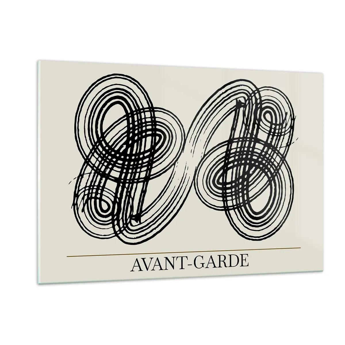 Impression sur verre - Image sur verre - Boucles et lignes avant-gardistes noires sur fond clair - 120x80cm - C'est venu spontanément - Décoration murale moderne pour le salon et la chambre ARTTOR