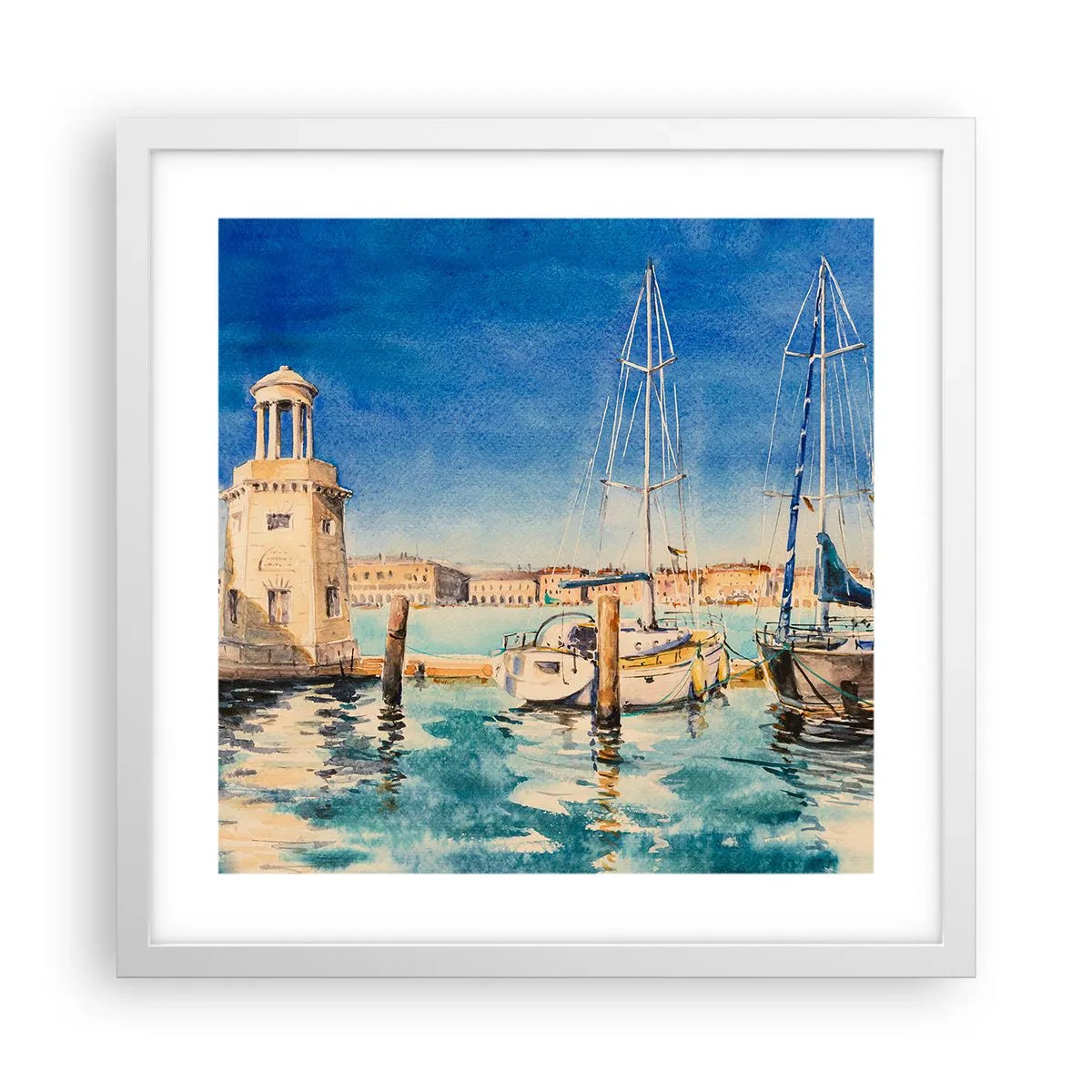 Affiche dans un cadre blanc - Poster - Lagune ensoleillée - 40x40 cm