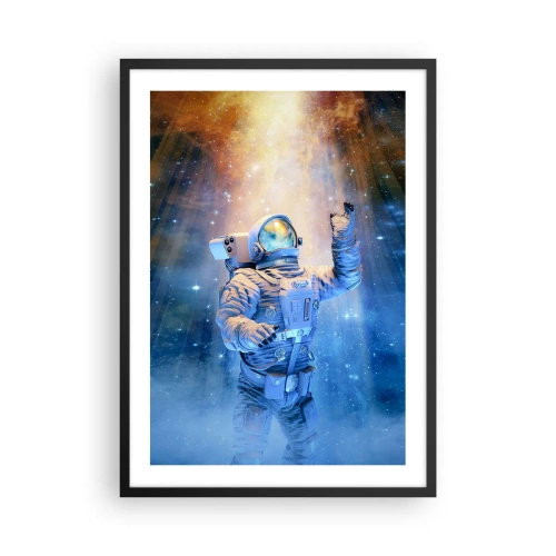 Affiche dans un cadre noir - Poster - Astronaute à la lumière des étoiles et des galaxies dans l'espace - 50x70cm - Enfin arrivé - Décoration murale moderne pour le salon et la chambre ARTTOR