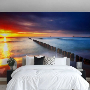 Papier Peint Photo Standard Eco - Ecoute le silence - Paysage, Coucher de soleil, Plage - 350x256 cm