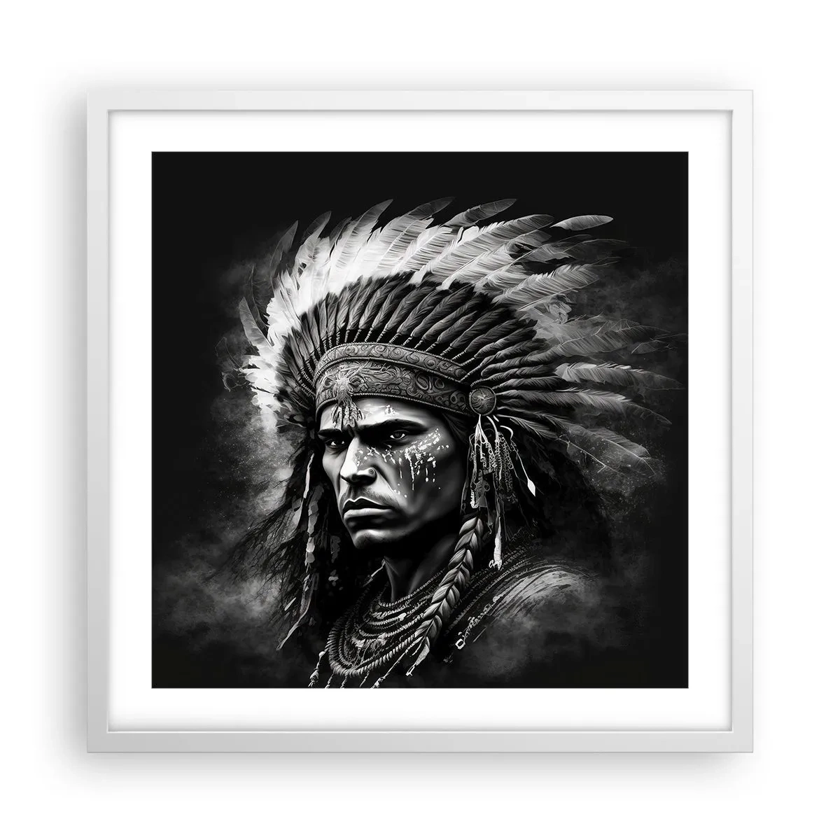 Affiche dans un cadre blanc - Poster - Un leader et un guerrier - 50x50 cm