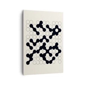 Impression sur toile - Image sur toile - Motifs noirs et blancs avec des cercles sur fond clair - 70x100cm - Jeu chinois – variation - Décoration murale moderne pour le salon et la chambre ARTTOR