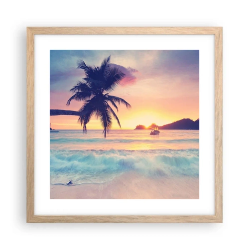 Affiche dans un chêne clair - Poster - Une soirée à la baie - 40x40 cm