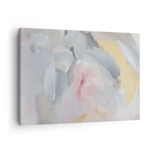 Impression sur toile - Image sur toile - Coups de pastel abstraits dans des tons de rose et de gris. - 70x50cm - Dans un monde pastel - Décoration murale moderne pour le salon et la chambre ARTTOR