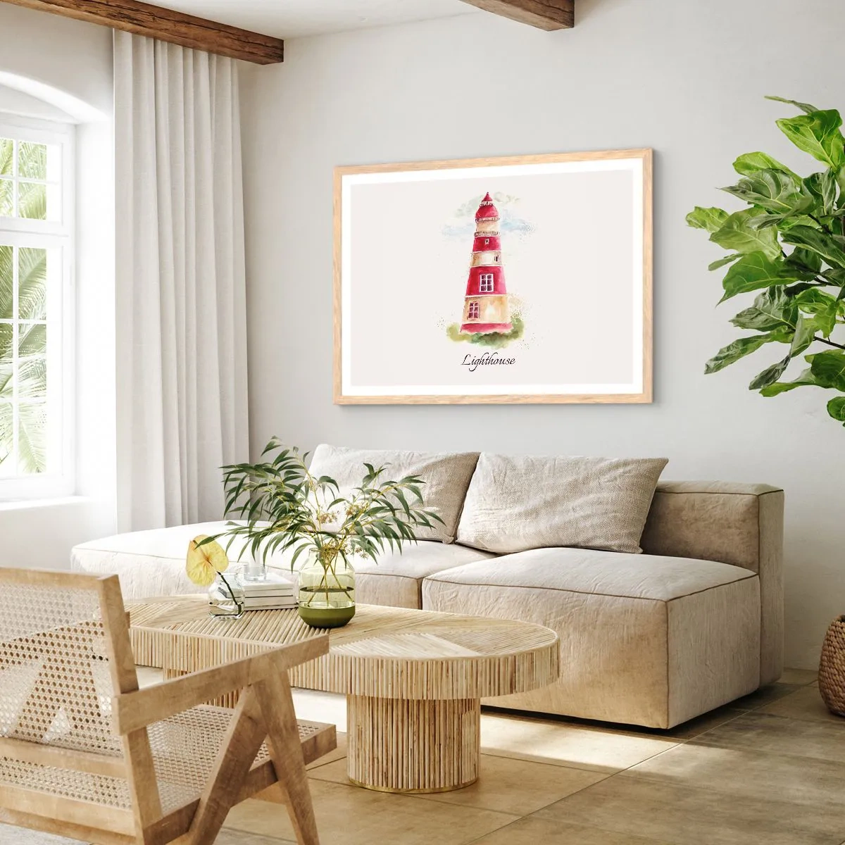 Affiche dans un chêne clair - Poster - Il y a toujours beau temps autour - 70x50 cm