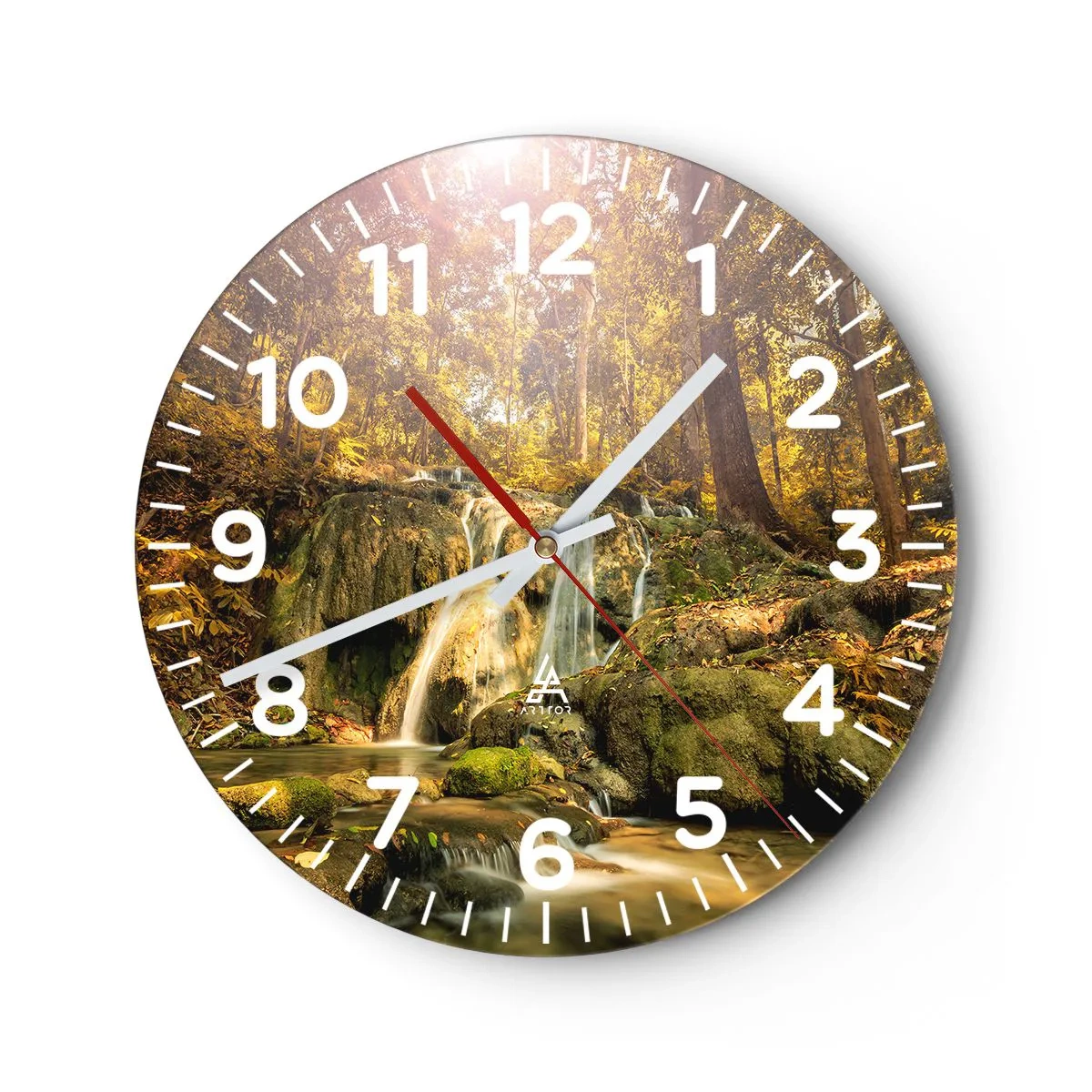 Horloge murale - Pendule murale - Cascade de forêt en vert - 30x30 cm