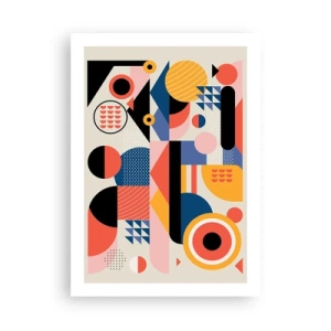 Affiche - Poster - Abstraction géométrique colorée avec des formes dynamiques - 50x70cm - Composition : jouer - Décoration murale moderne pour le salon et la chambre ARTTOR