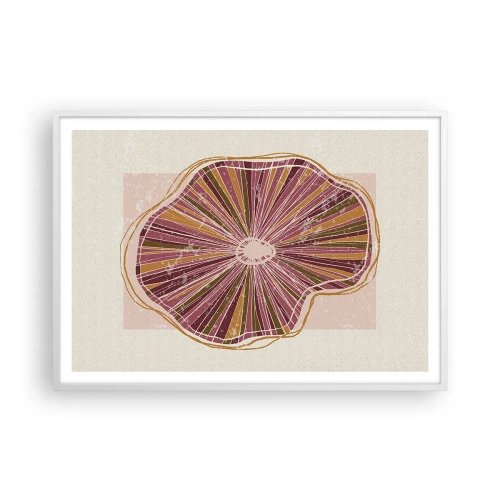 Affiche dans un cadre blanc - Poster - Abstraction rayonnante - 100x70 cm