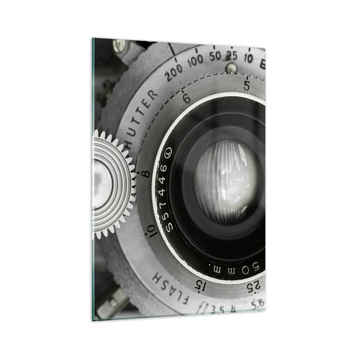 Impression sur verre - Image sur verre - L'objectif d'un vieil appareil photo - 80x120cm - Histoire d'Hollywood - Décoration murale moderne pour le salon et la chambre ARTTOR