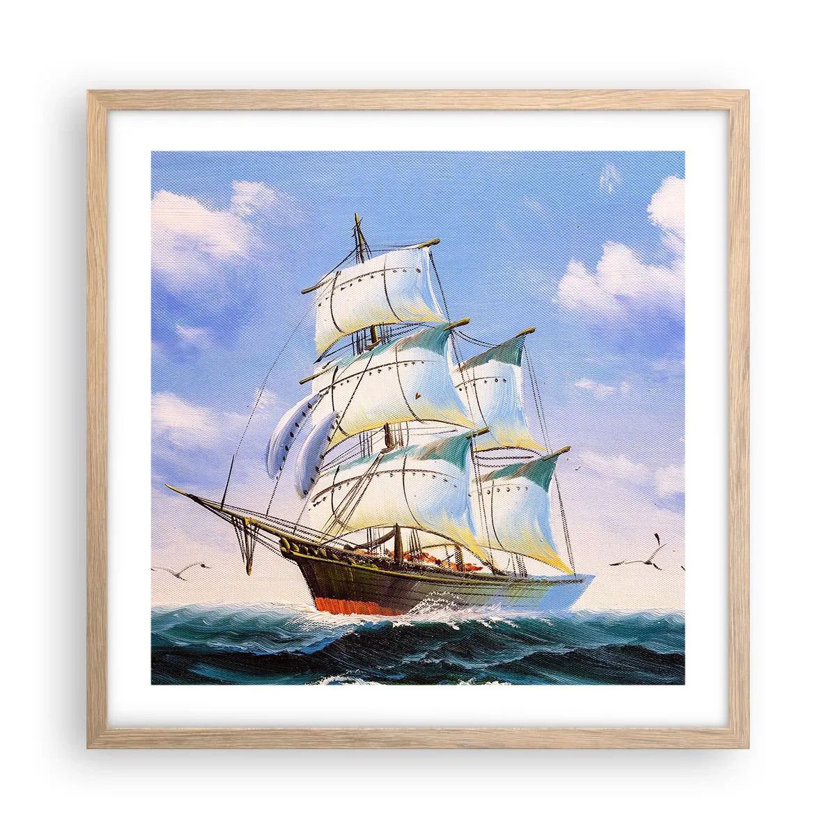Affiche dans un chêne clair - Poster - Fièrement avec le vent - 50x50 cm
