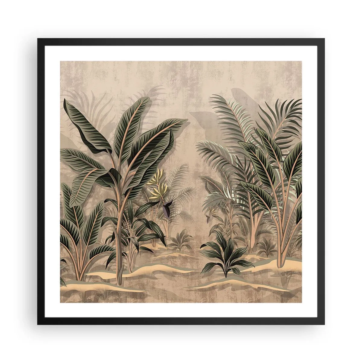 Affiche dans un cadre noir - Poster - Une gravure de style colonial - 60x60 cm