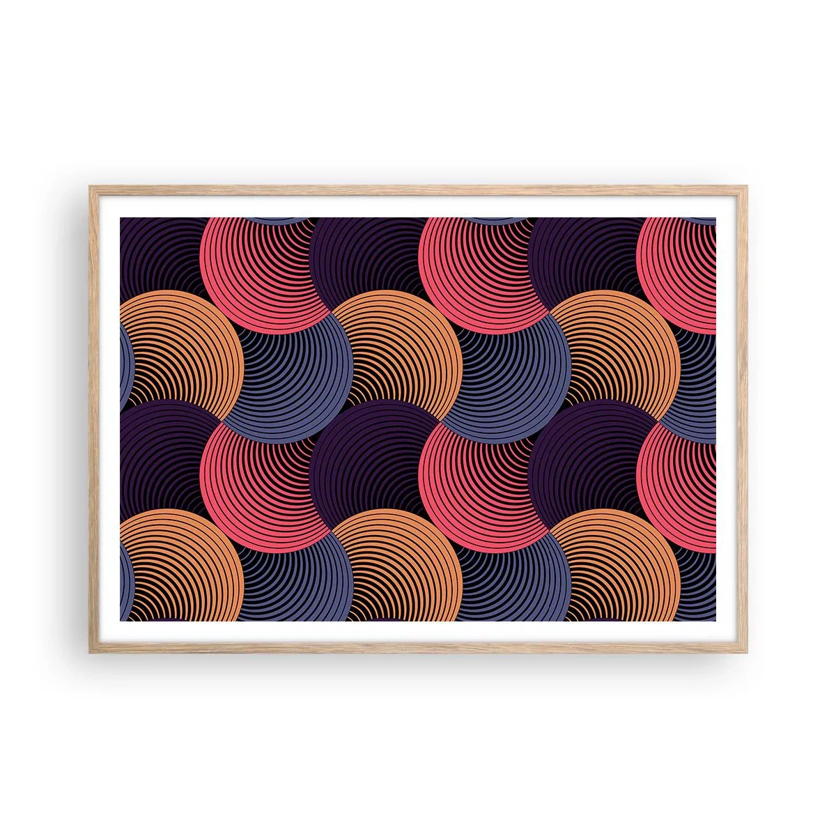 Affiche dans un chêne clair - Poster - Dans un rythme circulaire - 100x70 cm