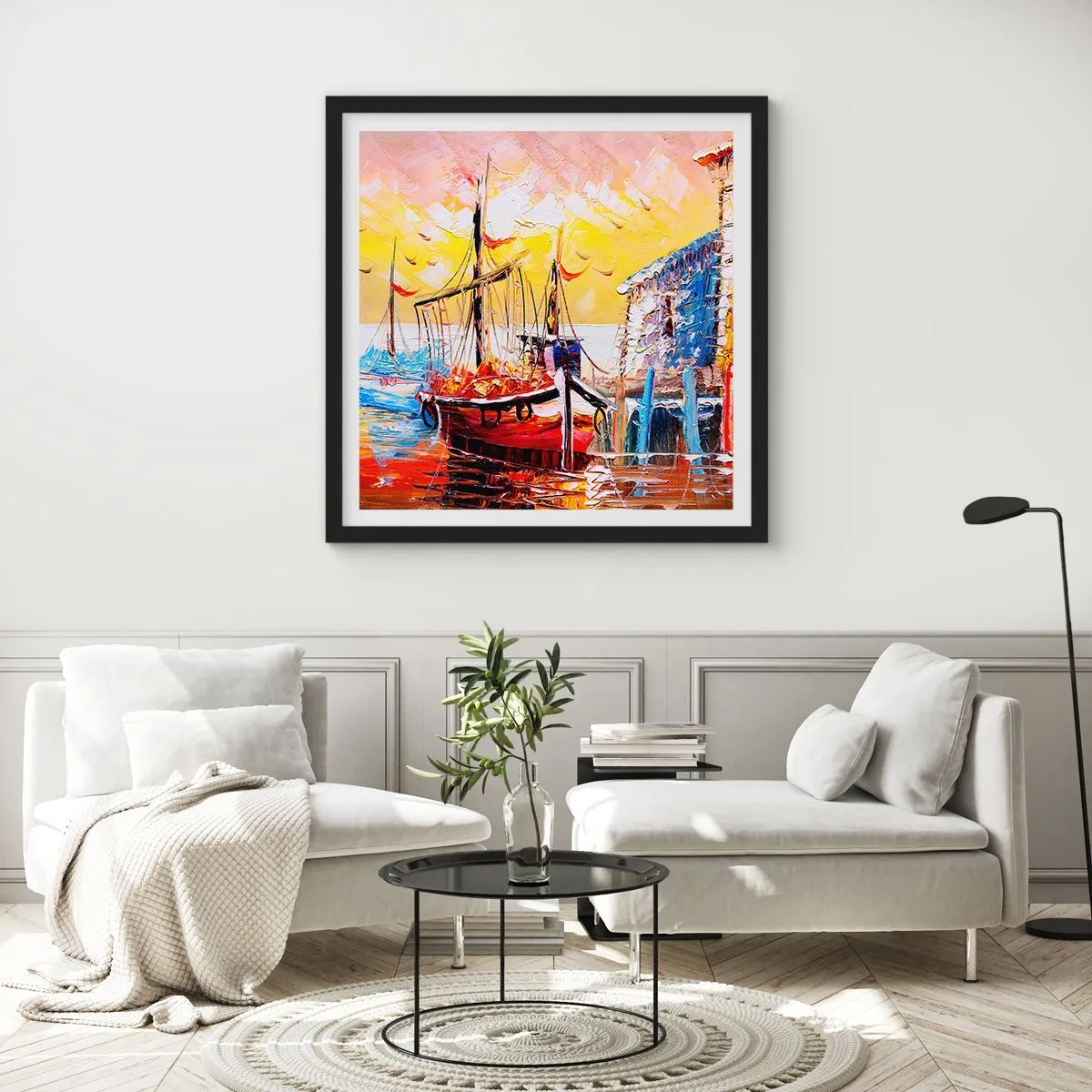 Affiche dans un cadre noir - Poster - Bon retour - 50x50 cm