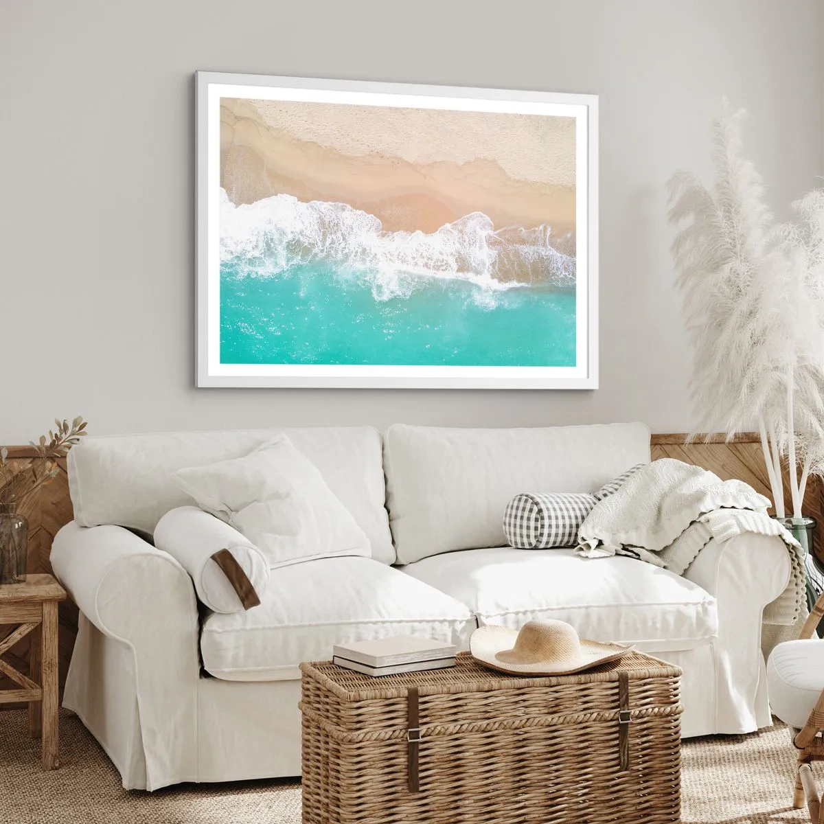 Affiche dans un cadre blanc - Poster - Caresse de l'océan - 70x50 cm