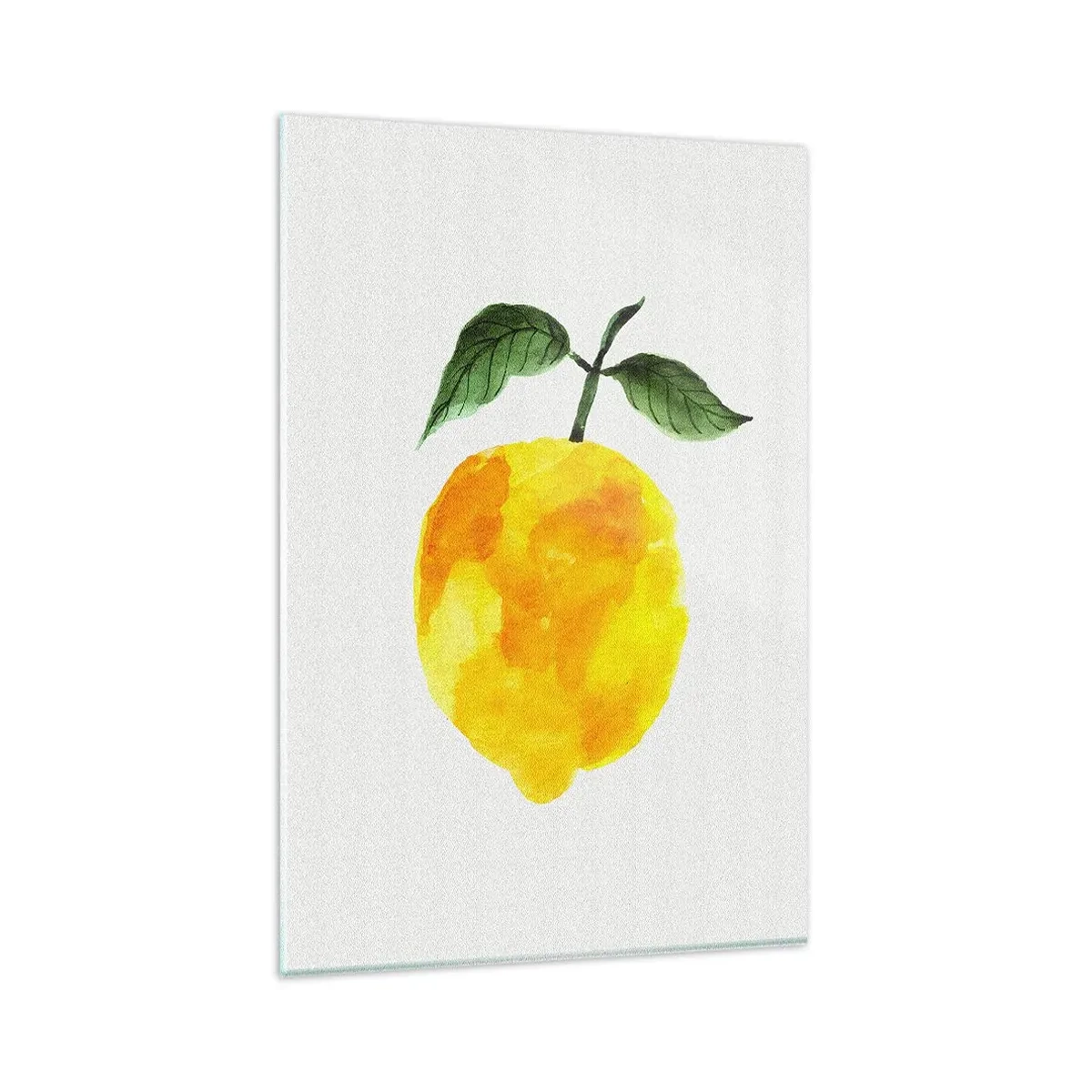 Impression sur verre - Image sur verre - Citron aquarelle avec des feuilles vertes sur fond clair - 80x120cm - Comment reconnaitre le goût du soleil - Décoration murale moderne pour le salon et la chambre ARTTOR