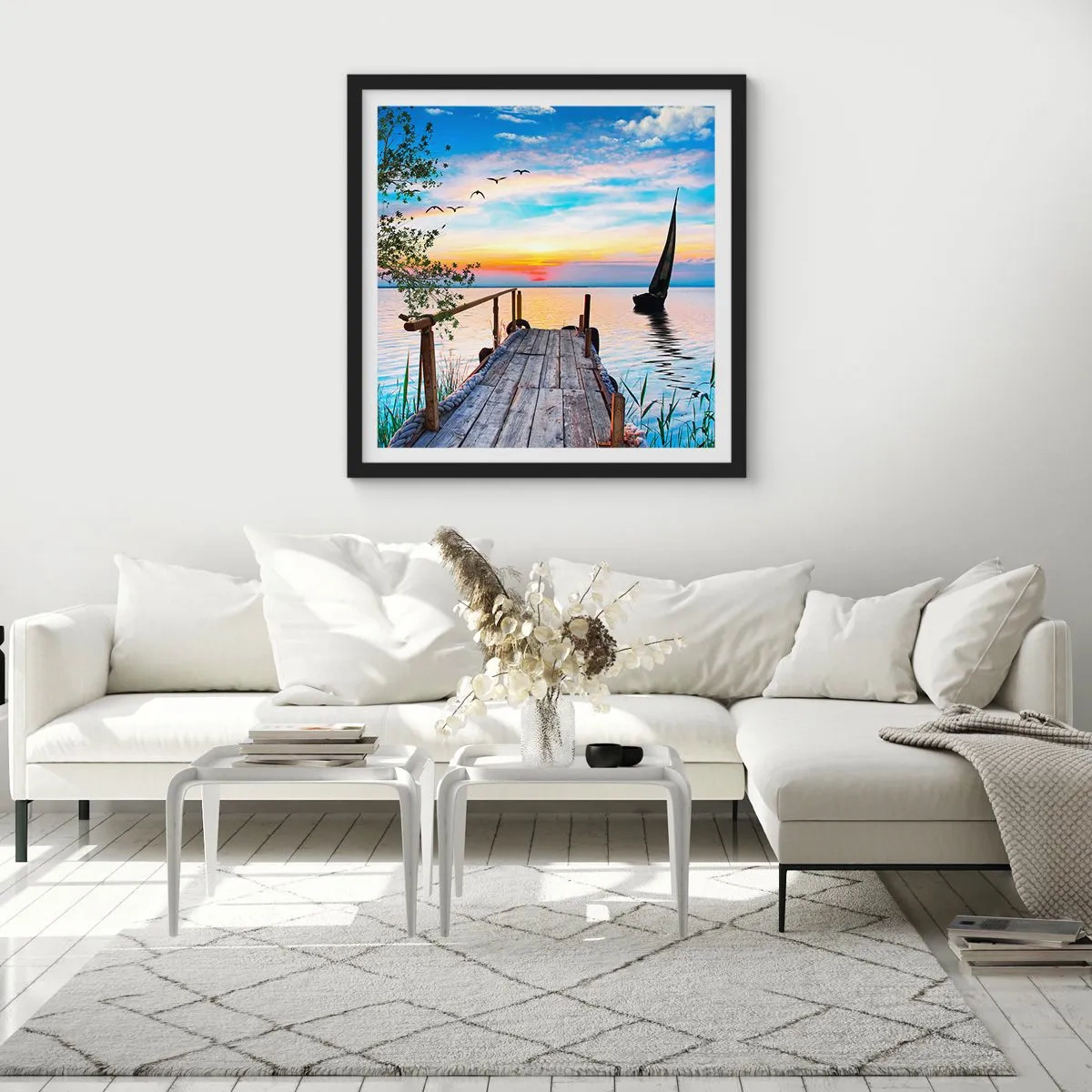 Affiche dans un cadre noir - Poster - Bonsoir! - 40x40 cm