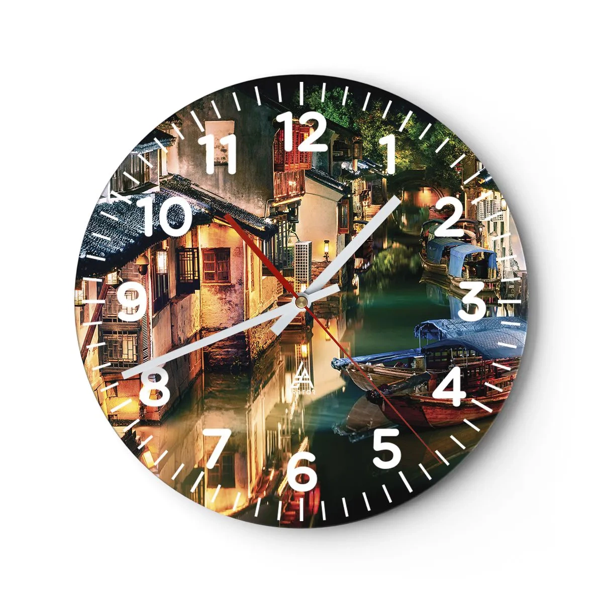 Horloge murale - Pendule murale - Soirée dans une rue chinoise - 40x40 cm