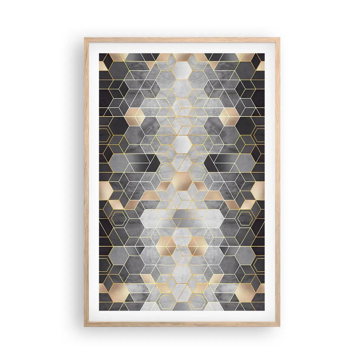 Affiche dans un chêne clair - Poster - Composition de diamants - 61x91 cm