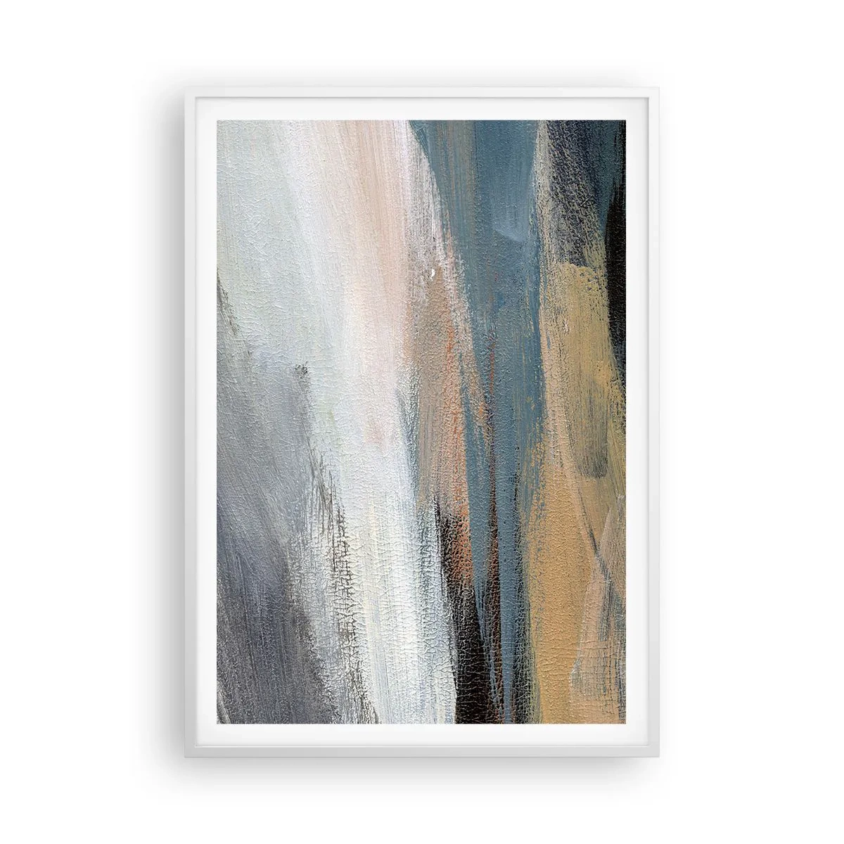 Affiche dans un cadre blanc - Poster - Abstraction : paysage nordique - 70x100 cm