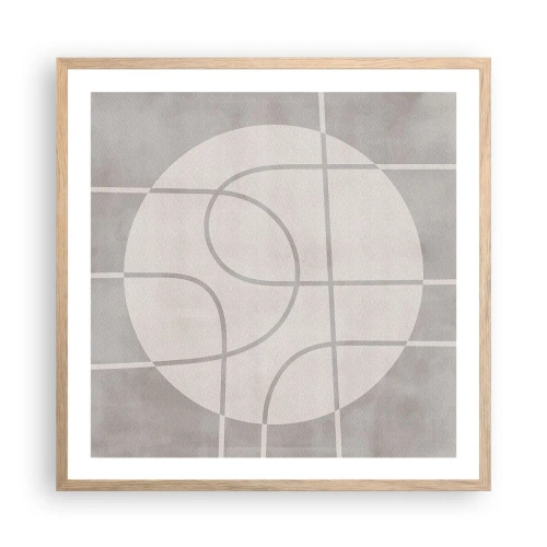 Affiche dans un chêne clair - Poster - Circulaire et tout droit - 60x60 cm