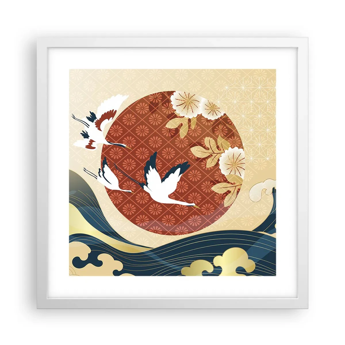 Affiche dans un cadre blanc - Poster - Conte japonnais - 40x40 cm