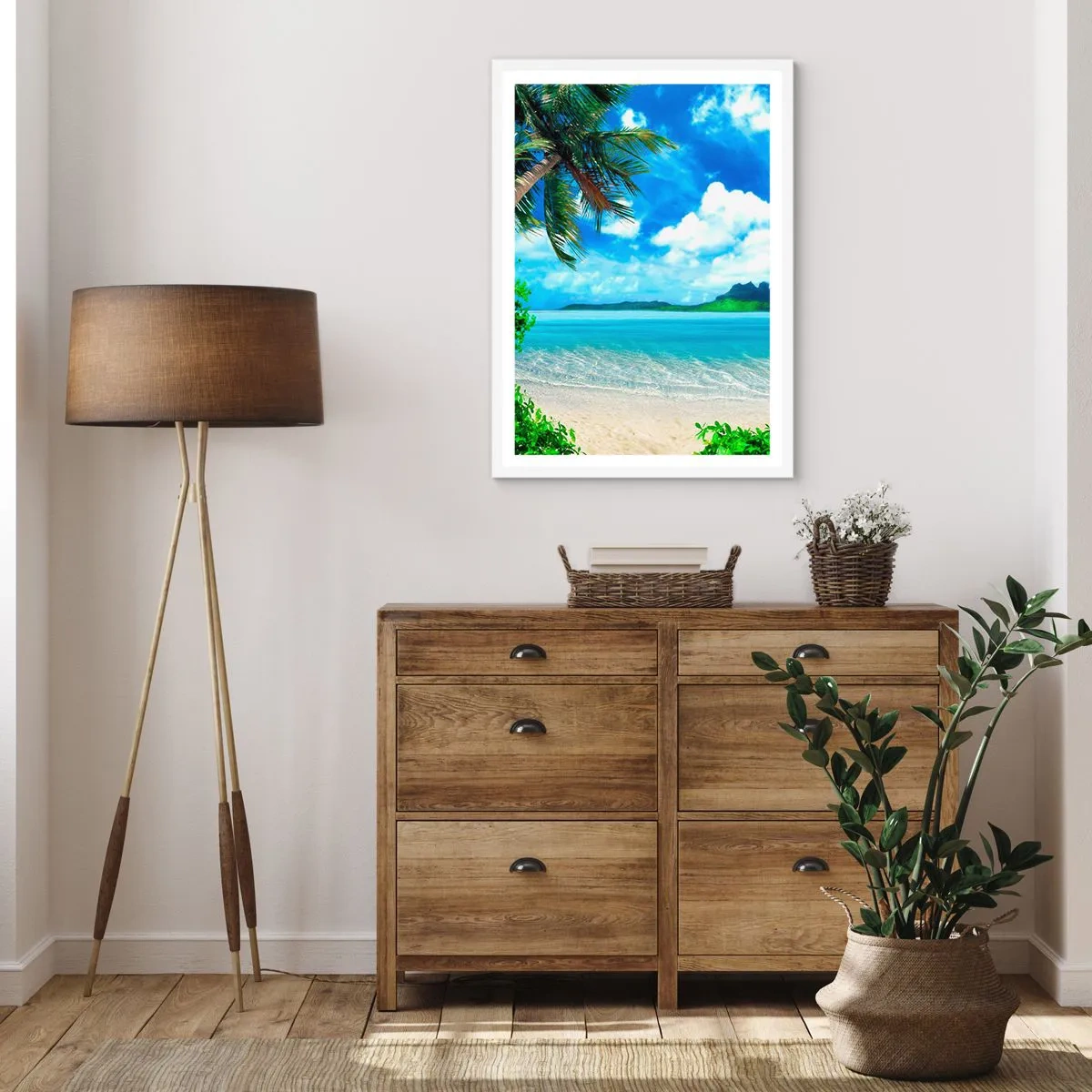 Affiche dans un cadre blanc - Poster - L'azur des tropiques - 50x70 cm