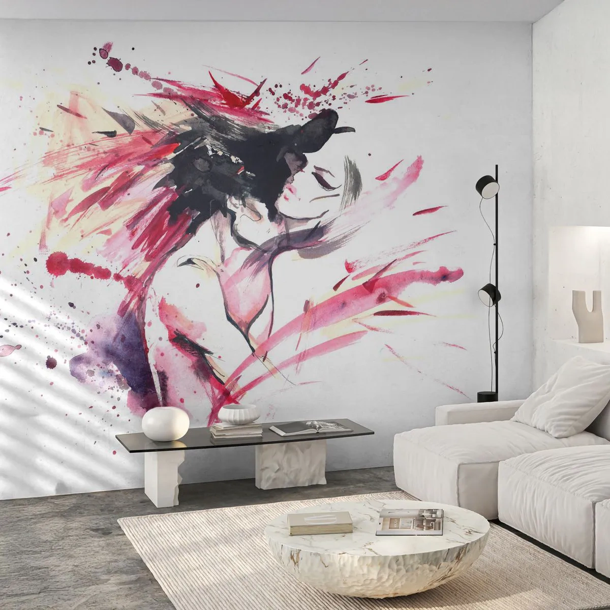 Papier Peint Photo Premium Sand - Un couple abstrait dans une étreinte passionnée - 100x70cm - Un accomplissement amoureux - Décoration murale moderne pour le salon et la chambre ARTTOR