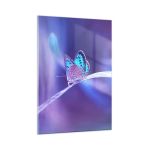 Impression sur verre - Image sur verre - Papillon sur fond de lumière violette - 50x70cm - Un joyau de la nature - Décoration murale moderne pour le salon et la chambre ARTTOR