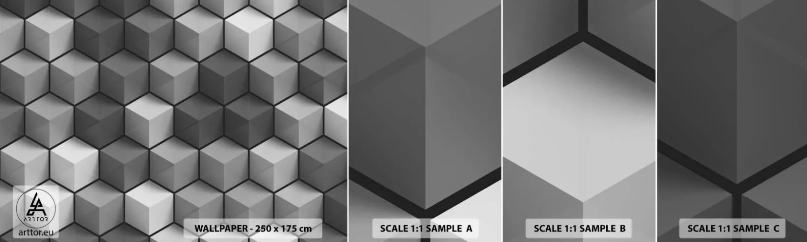 Échantillon De Papier Peint Standard Eco - Puzzle cubiste - 3D, cube, Moderne - 100x30 cm