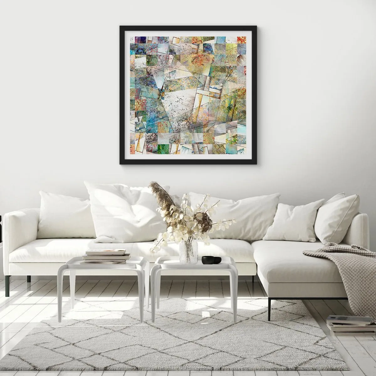 Affiche dans un cadre noir - Poster - Remaniement géométrique - 50x50 cm