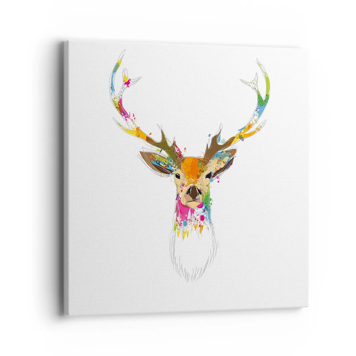 Impression sur toile - Image sur toile - Un cerf doux baigné de couleur - 40x40 cm