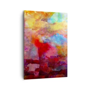 Impression sur toile - Image sur toile - Abstraction colorée dans des tons chauds et froids - 50x70cm - Regardez à l'intérieur de l'arc-en-ciel - Décoration murale moderne pour le salon et la chambre ARTTOR