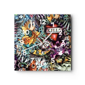 Horloge murale - Pendule murale - Le rêve du tatoueur - 40x40 cm