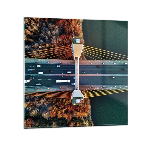 Impression sur verre - Image sur verre - Au dessus de l'eau et de la forêt - 60x60 cm