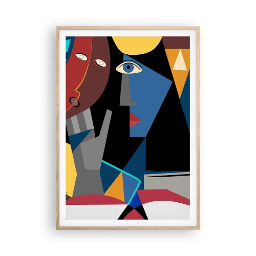 Affiche dans un chêne clair - Poster - Une conversation entre cubistes - 70x100 cm