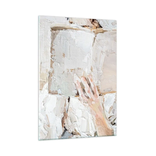 Impression sur verre - Image sur verre - Une personne plongée dans la lecture d'un livre sur un fond lumineux et impressionniste - 50x70cm - Dans un autre monde - Décoration murale moderne pour le salon et la chambre ARTTOR
