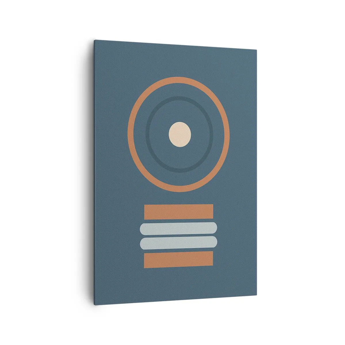 Impression sur toile - Image sur toile - Une composition géométrique avec des cercles et des rectangles aux couleurs sobres. - 70x100cm - Essence des choses - Décoration murale moderne pour le salon et la chambre ARTTOR