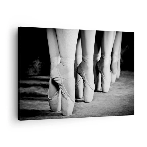 Impression sur toile - Image sur toile - Photo en noir et blanc des chaussures de ballet des danseurs - 70x50cm - Ensemble, simple - Décoration murale moderne pour le salon et la chambre ARTTOR