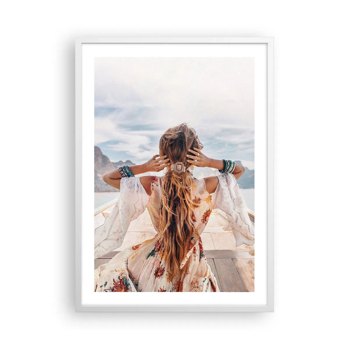 Affiche dans un cadre blanc - Poster - En route vers le bonheur - 50x70 cm