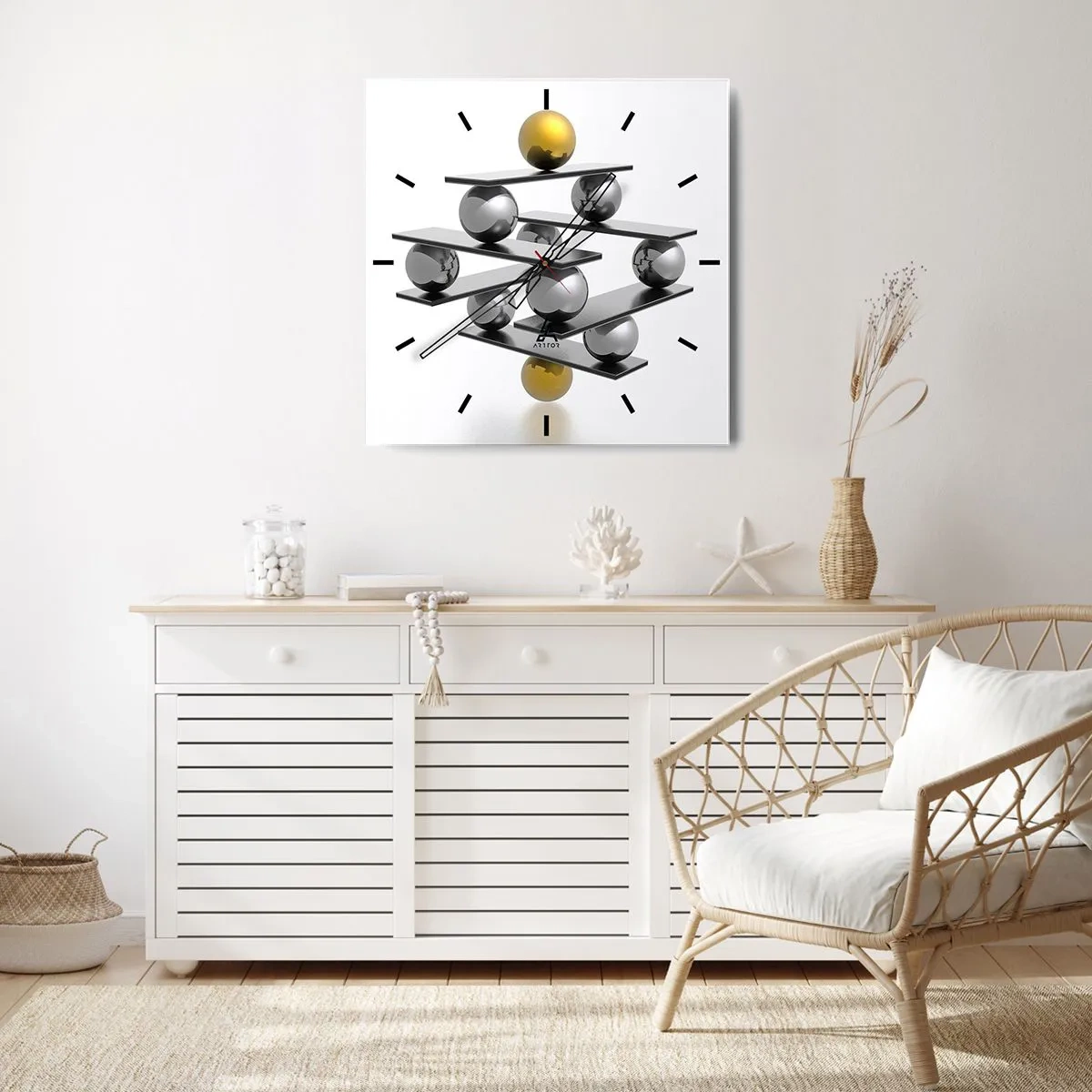 Horloge murale - Pendule murale - Balance d'or et d'argent - 40x40 cm