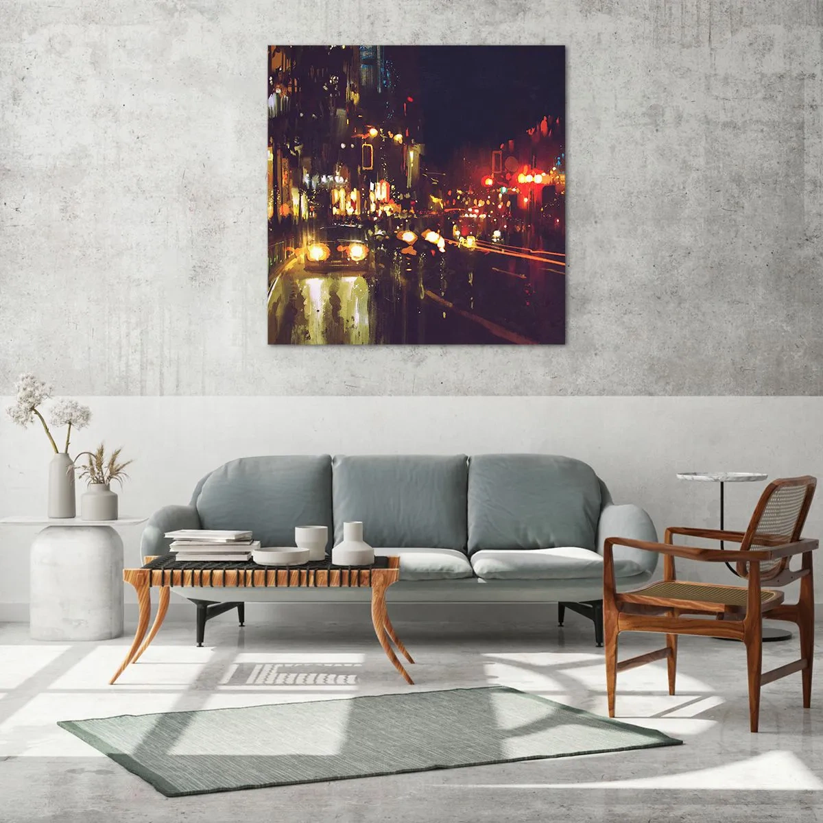 Impression sur verre - Image sur verre - Immergé dans les lumières de la nuit - 70x70 cm